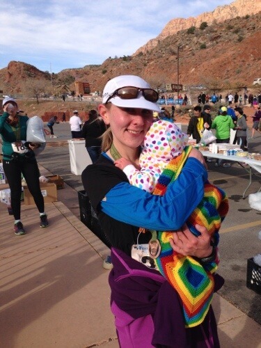 Hugging my baby at the Zion Half finish Hugging my baby at the Zion Half finish