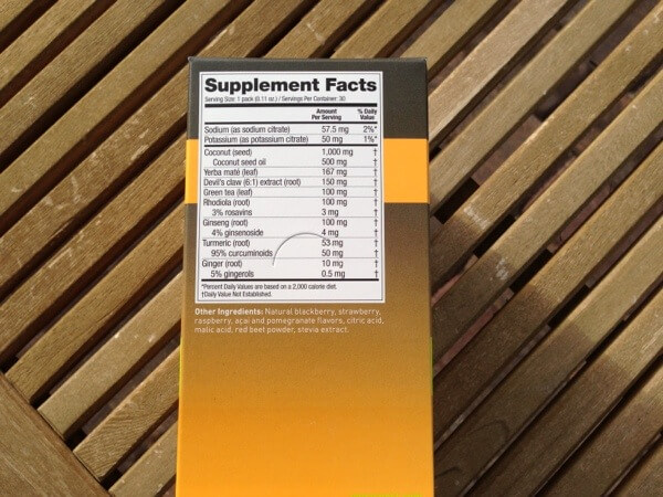 Sugar-free Energizer ingredients