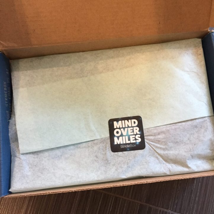 Mind over Miles sticker when opening the April 2017 StrideBox