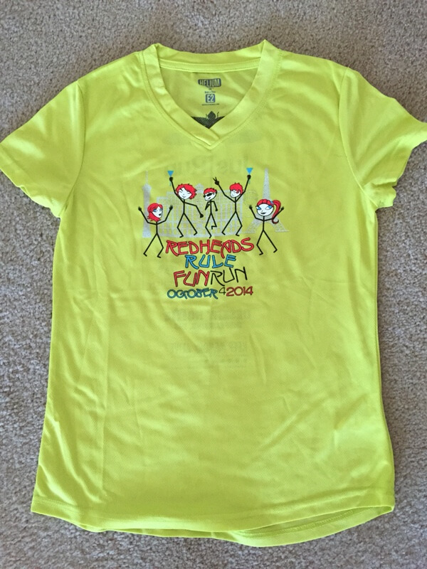 Redheads Rule 5K 2014 race shirt