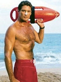 Lifeguard with sunblock on the nose.