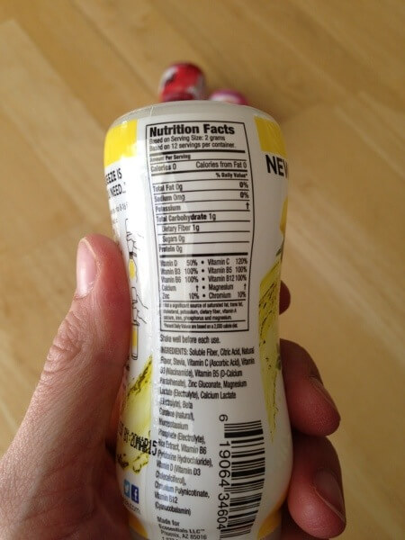Vitamin Squeeze nutrition label