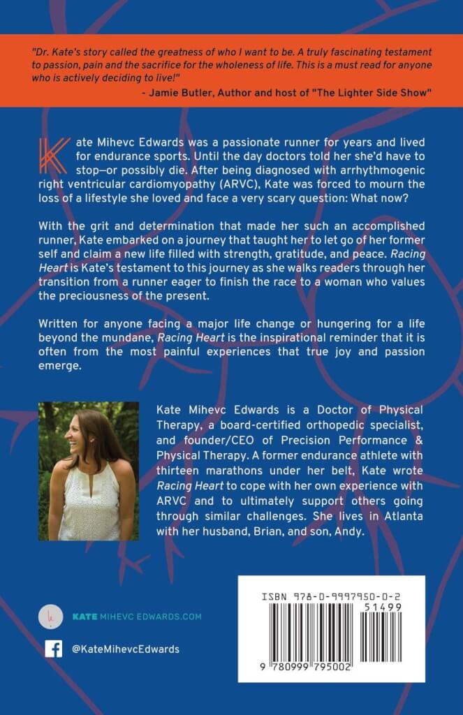 Racing Heart by Kate Mihevc Edwards - Back Cover