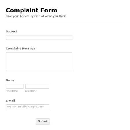 complaint form screenshot