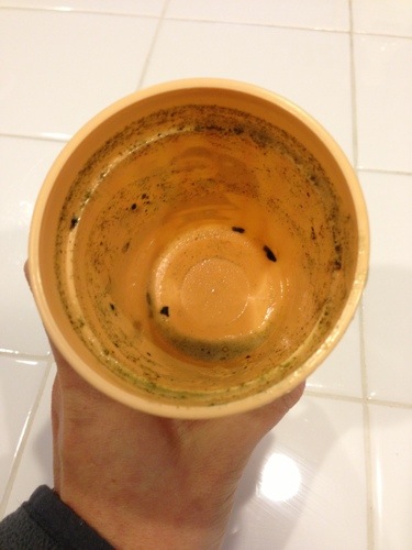 Empty cup after green drink Empty cup after green drink