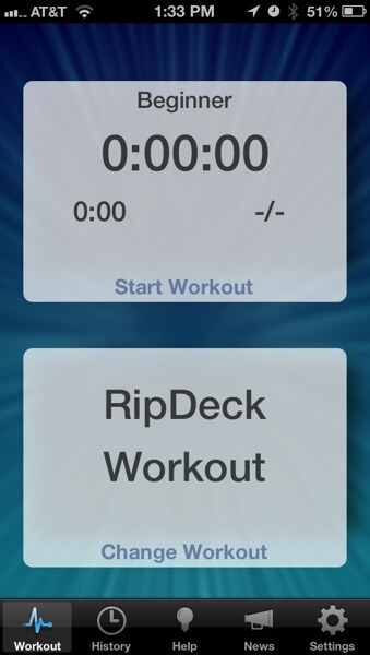 RipDeck Workouts RipDeck Workout / start screen