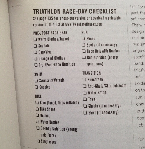 7 Weeks to a Triathlon race day checklist 7 Weeks to a Triathlon race day checklist