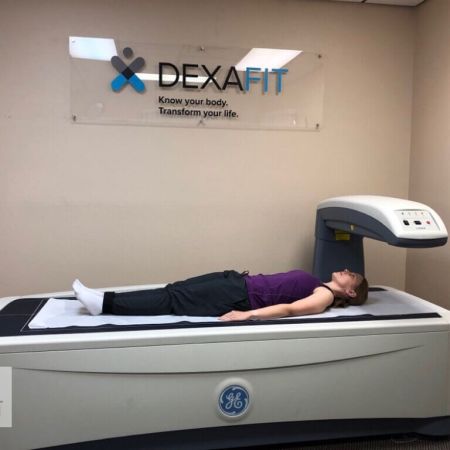Me on the DexaScan machine, slightly wider angle