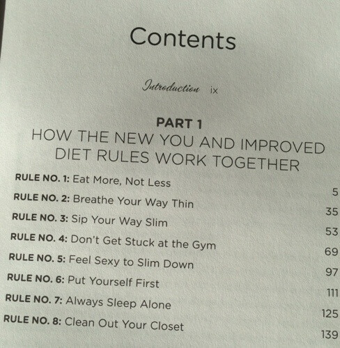 The New You and Improved Diet table of contents