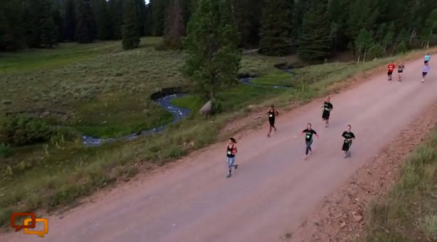 Aerial photo shot by a drone during the Parowan City Half Marathon, August 1, 2015