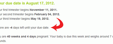 Your due date is in -4 days