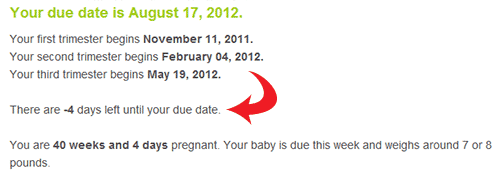 Due date is in -4 days Your due date is in -4 days