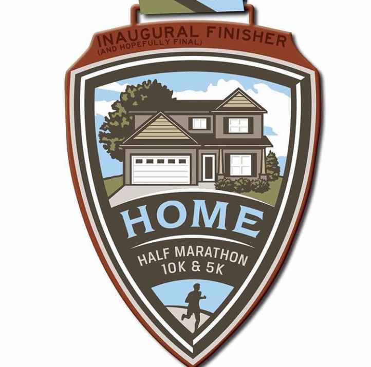 Stay Home - Inaugural Finisher medal drawing/illustration.