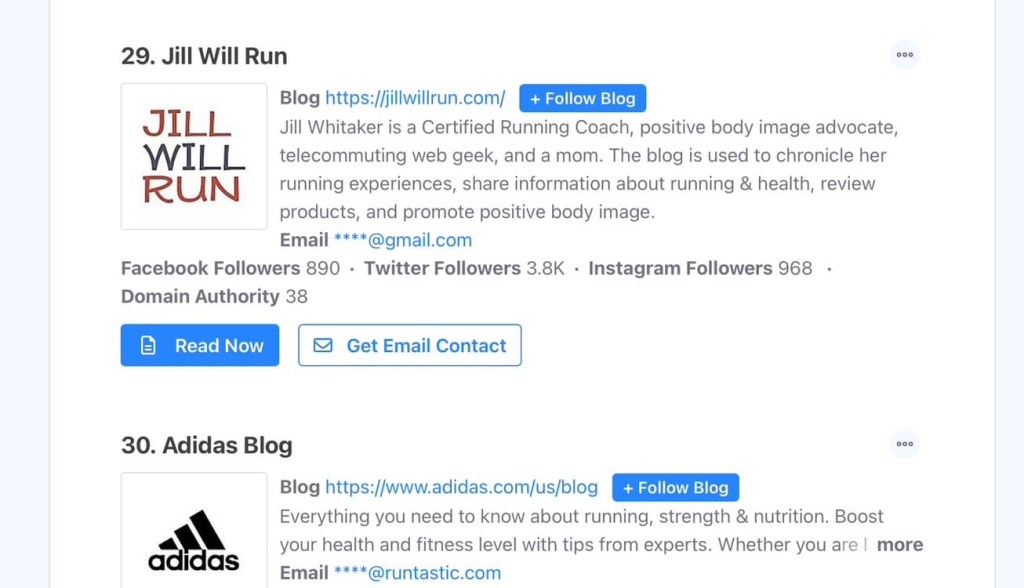 Screenshot from FeedSpot’s 100 Best Running Blogs in 2025 post