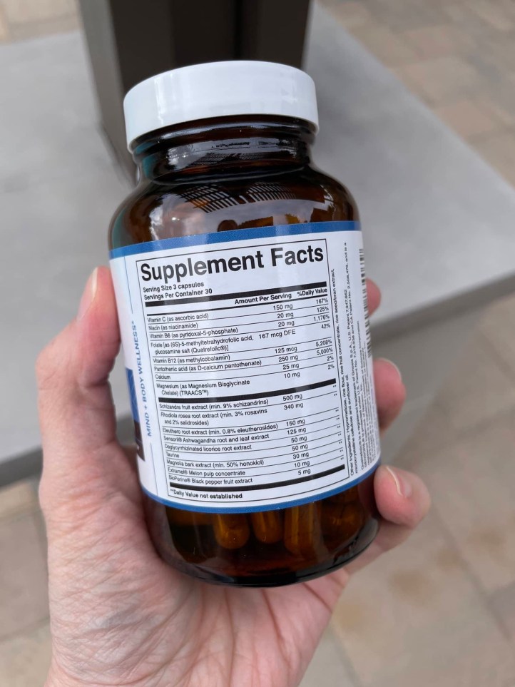 Activated You Adrenalife Supplement Facts on the bottle